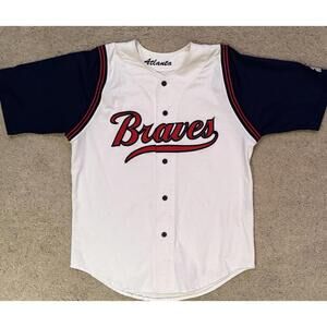 VINTAGE 90s Atlanta Braves Starter Jersey Mens Large MLB Merchandise Baseball